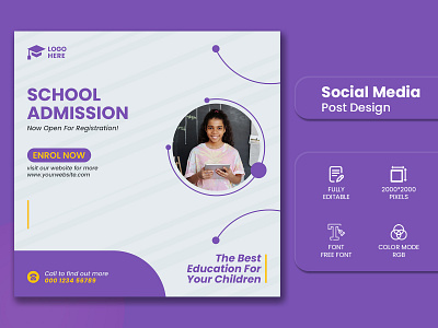 School Admission Banner 2021 | Instagram Facebook Post Design