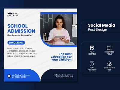 School Admission Banner 2021 | Instagram Facebook Post Design school