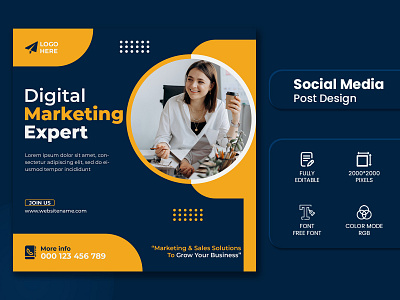 Corporate Digital Marketing Social Media Banner Post Template