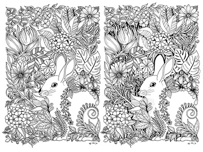 Easter Bunny animal black bunny drawing easter floral hand drawn illustration leaves monochrome nature