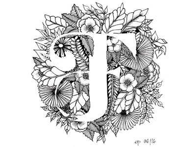 F black drawing f floral flowers handlettering illustration monochrome typography