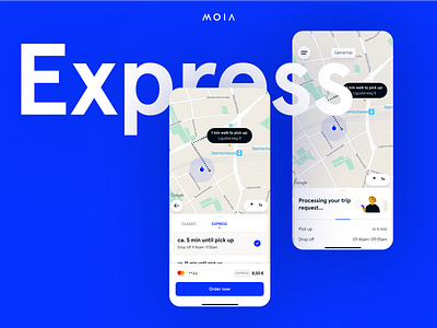MOIA Express app interface mobility ui ux