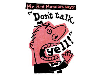 Don't Talk, Yell! cartoon character hand lettering illustration lettering retro vintage