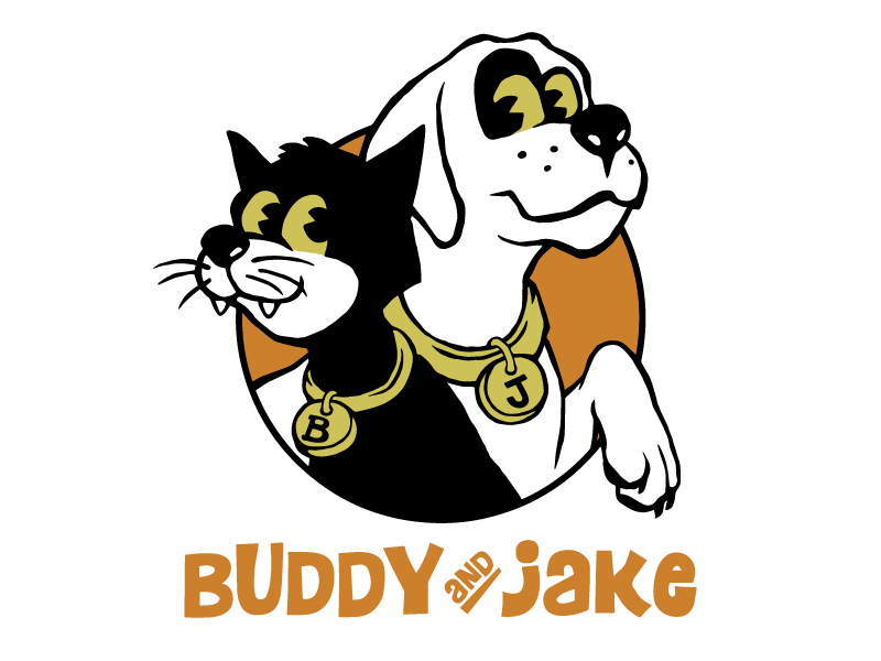 Buddy And Jake cat character childrens dog illustration retro