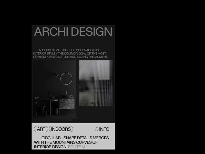 Archi Design | Layout Exploration architecture art direction brand identity branding card dark website elegant homepage landing page layout minimal modern layout typo typography web design