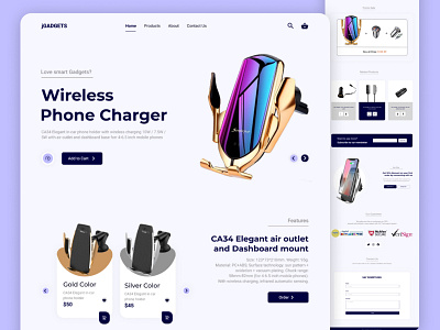 Wireless Phone Charger Website Design app branding design icon illustration logo typography ui ux vector