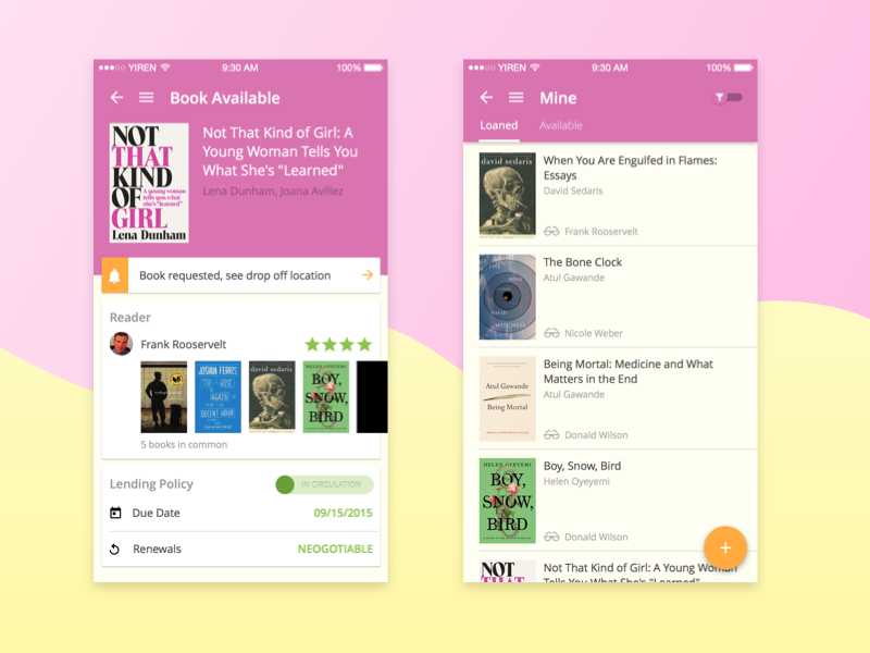 Book Sharing App by Yi Ren on Dribbble