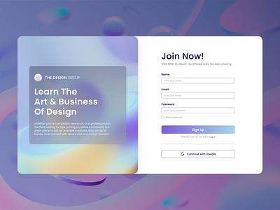 Daily UI 001 - Sign Up Screen - The Design Group