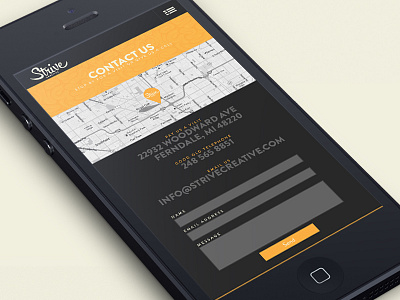 Mobile Contact Page contact dark mobile mockup web