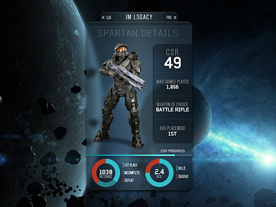 Halo UI halo rank stats ui video games