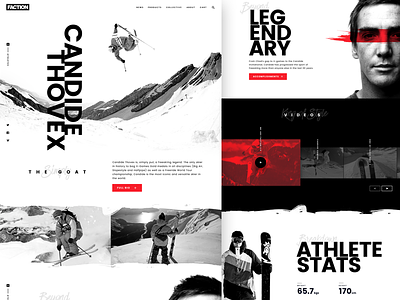 Faction Athlete Page athlete candide collective concept faction freeride freeski mountains redesign ski skiing snowboarding thovex website winter