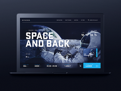 Spaced WIP astronaut concept homepage launch moon space spaced ui website