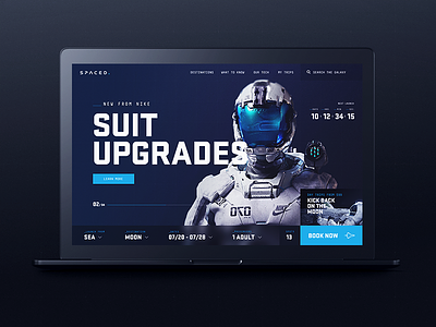 Spaced WIP #2 astronaut concept homepage launch moon space spaced ui website