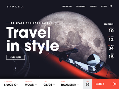 Spaced Roadster astronaut concept falcon homepage moon roadster space spaced tesla ui website