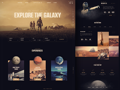 Spaced Entry astronaut concept homepage mars moon planets space spaced ui website