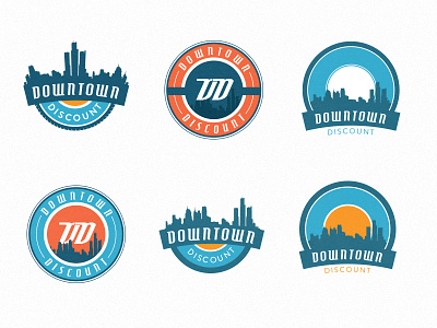 Logo treatments badge branding city detroit discount downtown logo retro