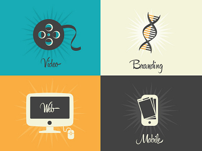 Services Icons branding color scheme icons mobile retro services strive video web