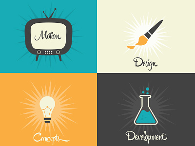 Services Icons 2 color scheme concepts design development icons motion retro services strive