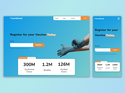 Covid News Website | Landing page app design typography ui ux website