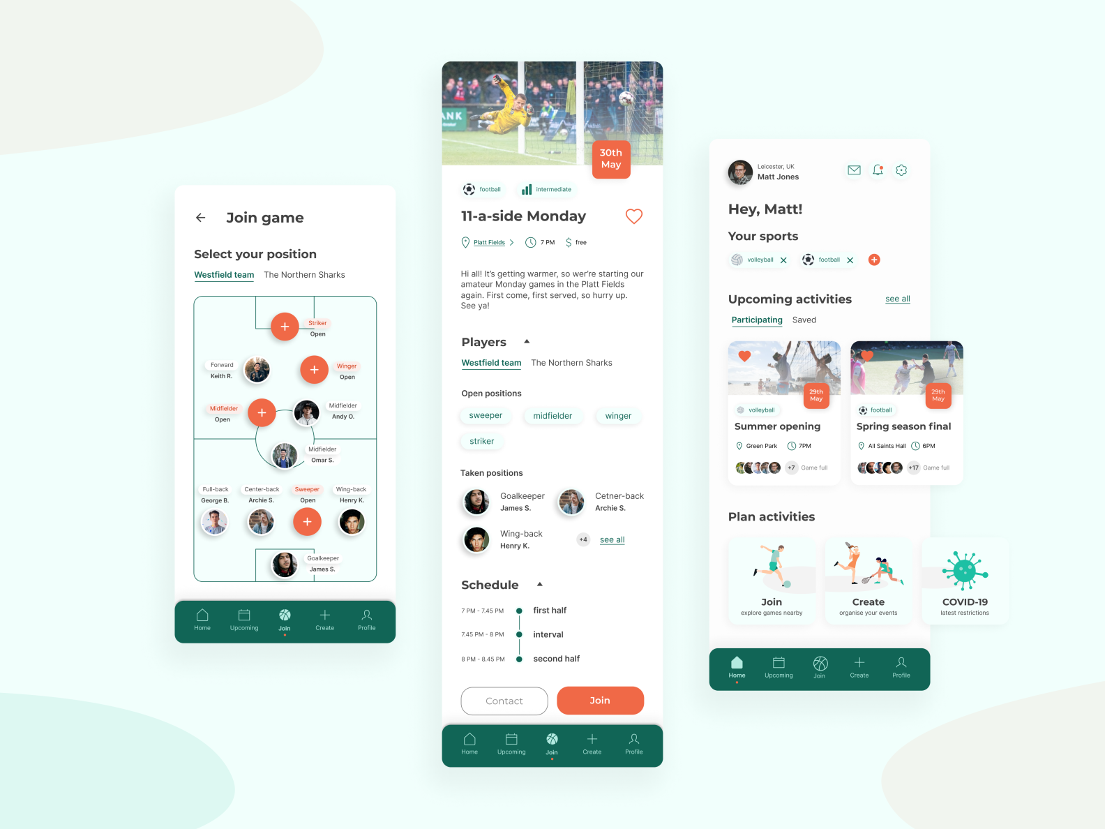 Sport events app by Zuzanna Godek on Dribbble