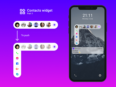 Contacts widget for smartphone | part 1 android design iphone mobile mobile app mobile design social network ui ui design