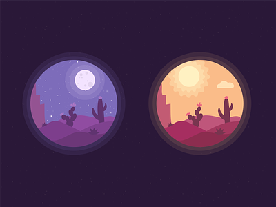 Day and Night - Illustration cactuses cosmos css transition day night daynight illustration svg svg animation