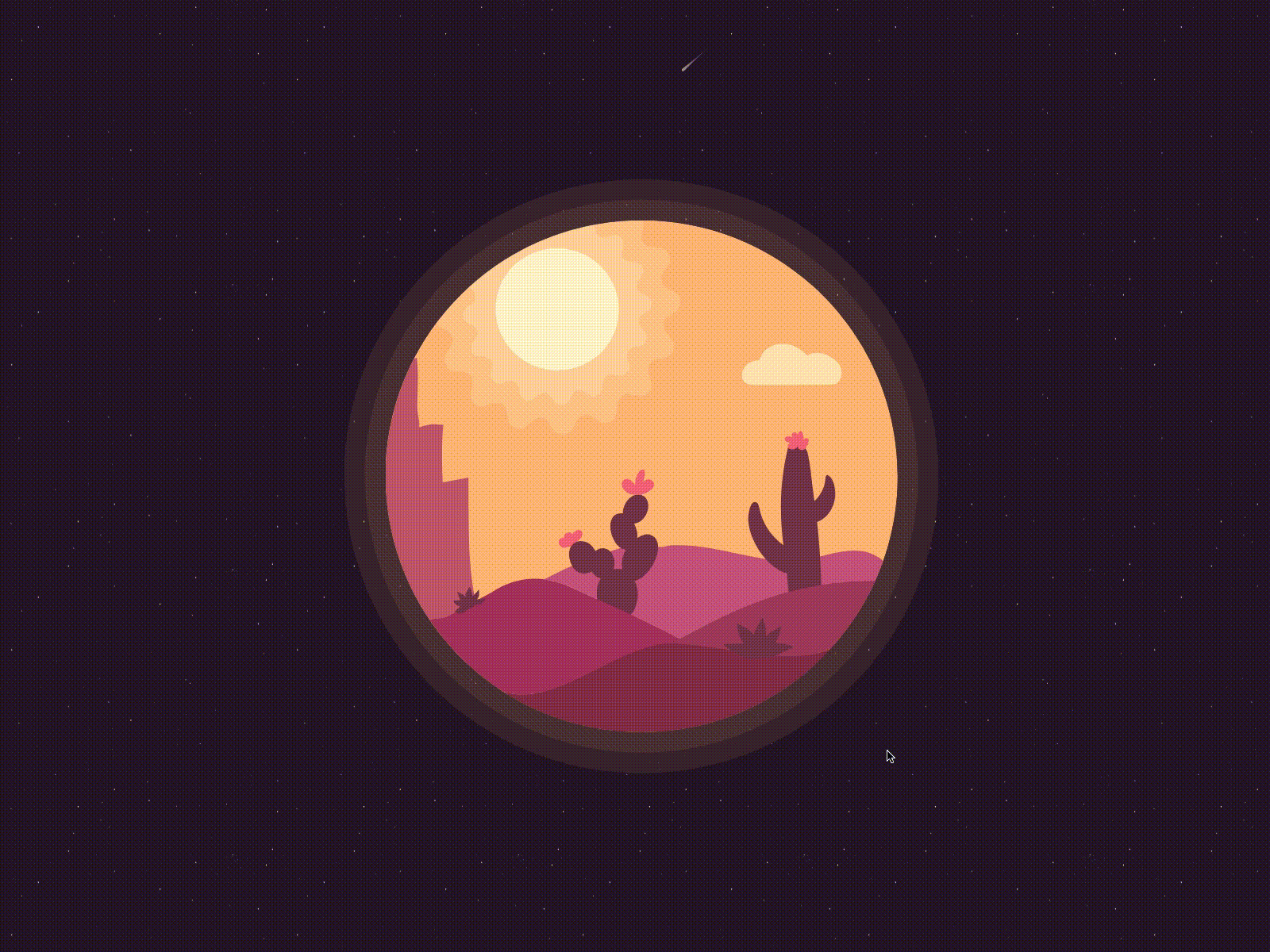 Day and Night - CSS transition animated cactuses cosmos css transition daynight illustration svg svg animation