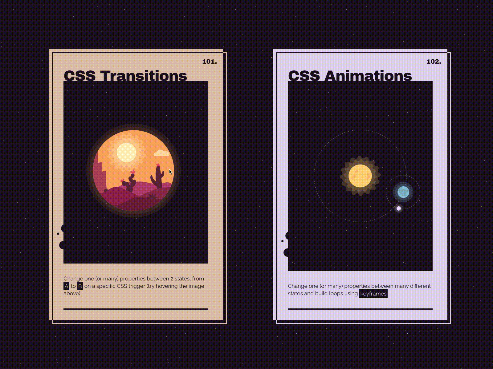 Day and Night: CSS Transitions and animations expla by Stéphanie Walter on  Dribbble