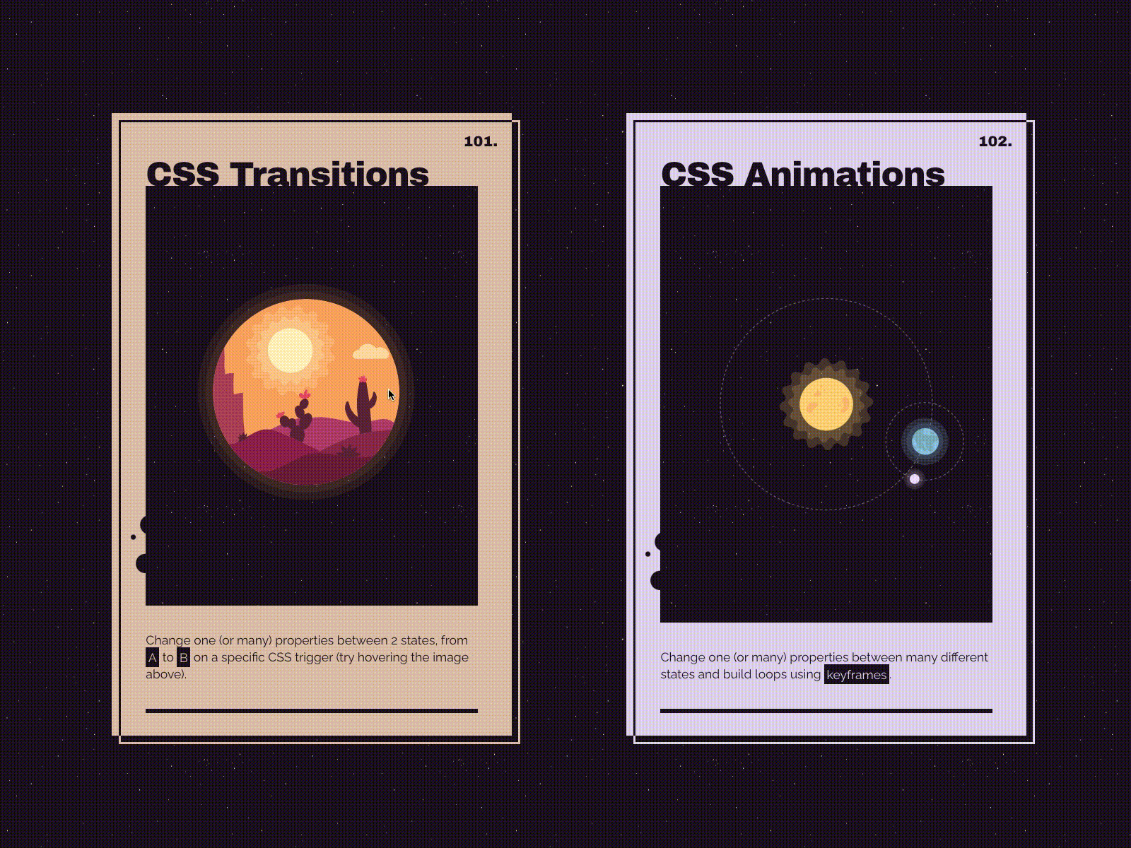 Day and Night: CSS Transitions and animations expla