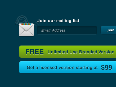Mailing List blue icon input field lime green mail postage