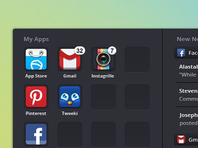 Pokki App Menu app clean dark grid menu notifications pc pokki simple ui web app windows
