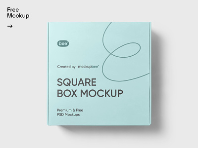 Free Square Box Mockup box brand cardboard packaging paper print design