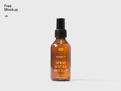 Free Small Spray Bottle Mockup bottle cosmetic design label mockup packaging plastic print psd spray template