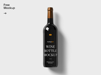 Free Wine Bottle Mockup alcohol bottle brand branding download free glass label merlot mockip mockups packaging wine