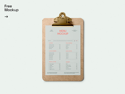 Free Clipboard Menu Mockup brand card clipboard menu paper print design