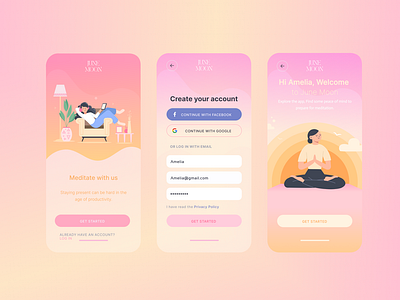 Daily UI: 01 app branding dailyui design illustration peach pink typography ui ux