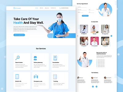 Hospital Landing Page home page hospital website design landing page ui ui design uxui web template web ui website design website ui design