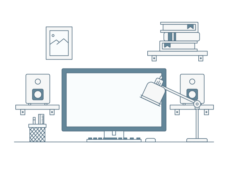 Desk - Animated version 2d animation desk flat gif motion outline workdesk