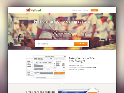 Food ordering system website design flat food green layout orange ordering system red ui website
