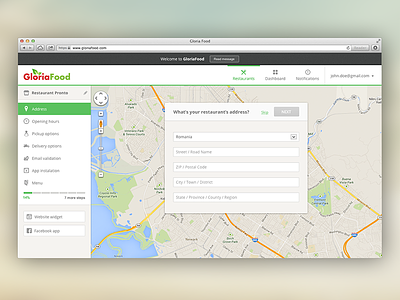 Food Ordering System - Dashboard admin app clean dashboard design flat food delivery system green icons layout map red
