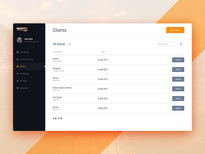 Dashboard - Clients List admin dashboard data flat grid icons interface list navigation product ui ux