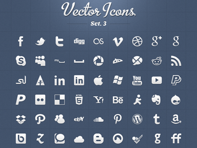 Vector Icons Set 3 - social icons glyph icons interface pixel perfect social icons ui vector web