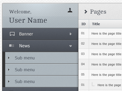 Admin Panel Sidebar admin panel dashboard design interface navigation pixel perfect sidebar ui