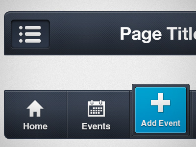 iPhone Navigation application big button blue button design event icons iphone navigation tab bar ui