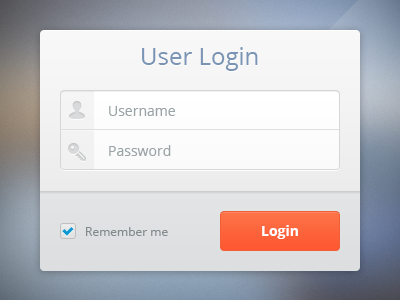 Login Form blue brange button clean design forms interface login form ui user login white