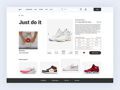 Product card for Nike branding card design graphic design nike product card for nike shose ui ux