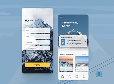 Snowboarding and Skiing Mobile App app dailyui design mobile ui ux uxui