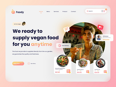 Food Landing Page app branding design icon illustration logo typography ui ux vector