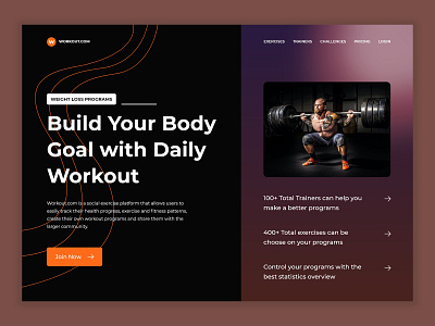 Workout Landing Page design typography ui ux