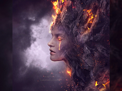 Planet Earth cover emotional fire photoshop planet